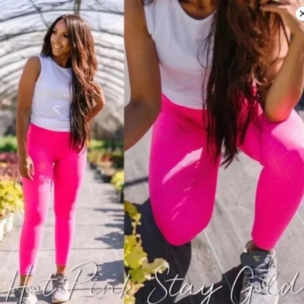 Zyia Hot Pink Stay Gold Light n Tight Hi-rise 7/8 Legging